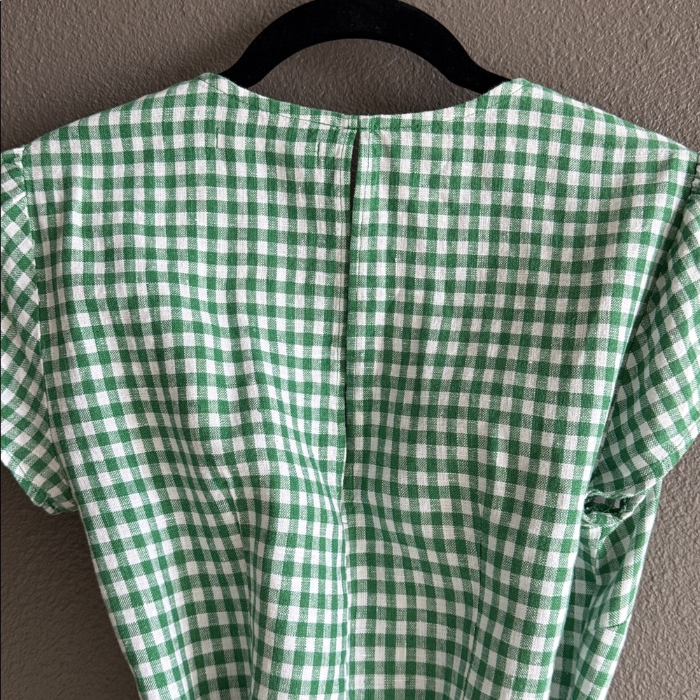 Reformation Rodin Linen Gingham Wrap Mini Dress - Picture 6 of 7